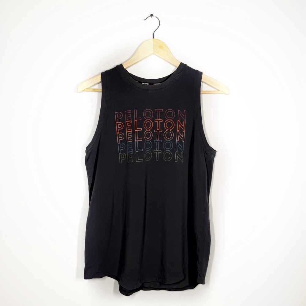 Peloton Rainbow Logo Workout Athletic Athleisure Cycling Muscle Tee Tank Top